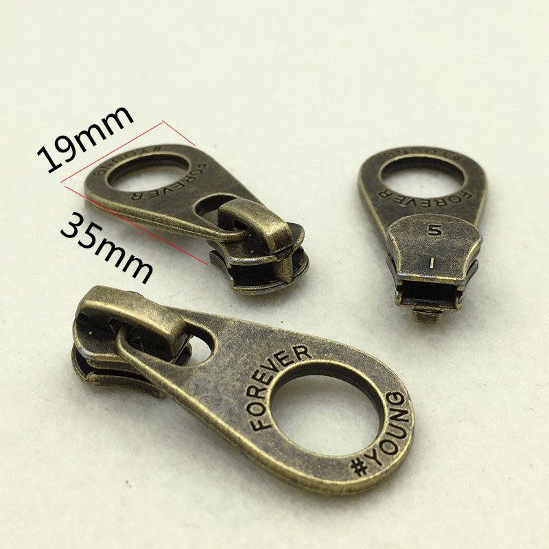 5Pcs Retro Bronze Zipper Slider For Metal Zip Down Jacket Coat 5# Zippers Head Zips Repair Kits DIY Garment Sewing Accessories: B
