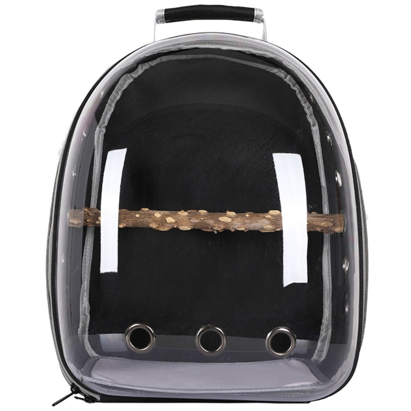 1pc Parrot Bird Carrier Backpack with Standing Perch Pet Bubble Backpack for Outdoor Small and Medium Bird Cage: Black