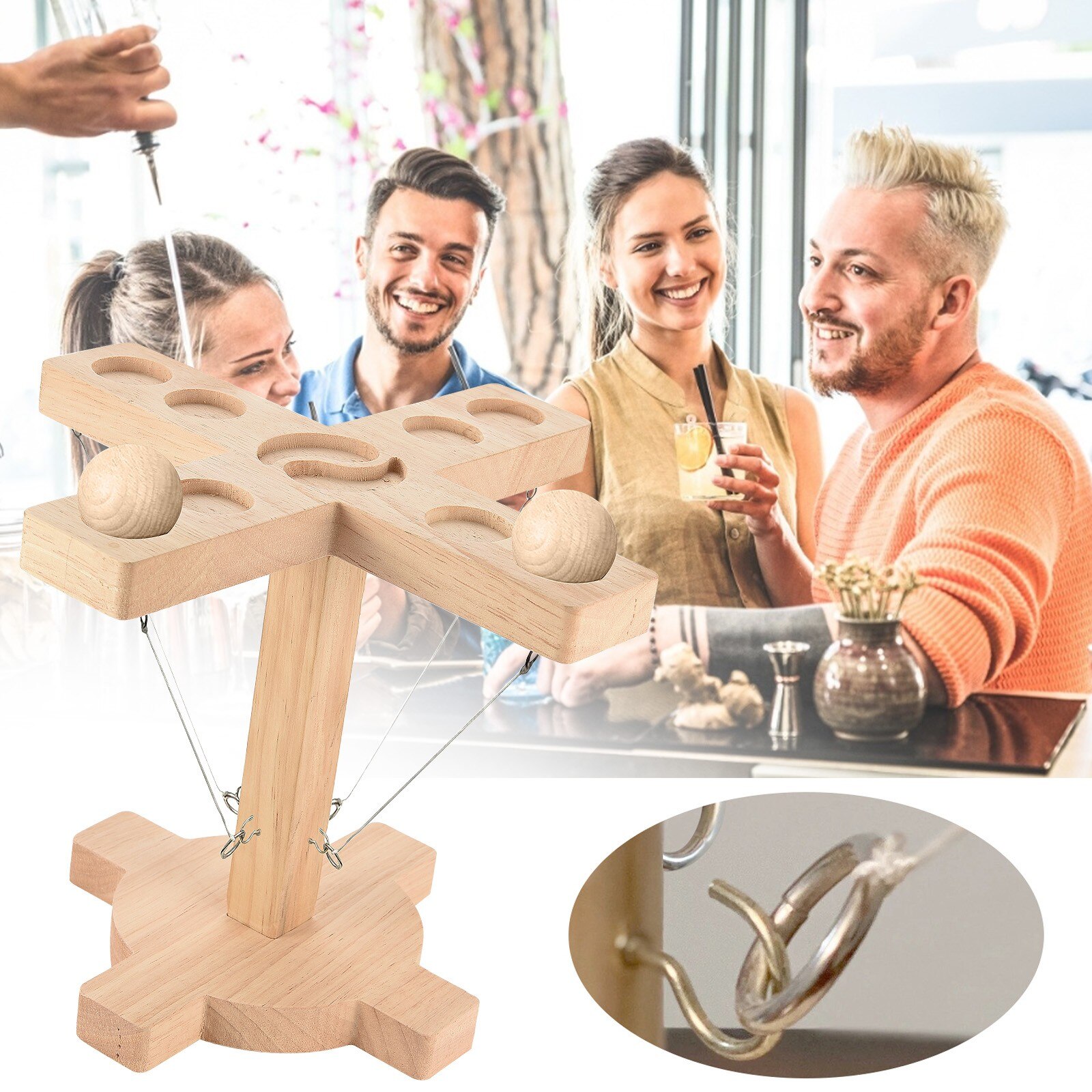 Party toys Leisure Industrial Style Bar Drink Shop Handmade Wooden Ring Toss Hooks Fast-paced Interactive Game For Bars Home