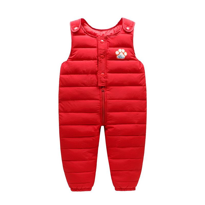 Bebis pojkar dunbyxor barn dunbyxor för småbarn spädbarn flickor overaller jumpsuit kläder barnbyxor lätta vinterbyxor: Röd / 4t
