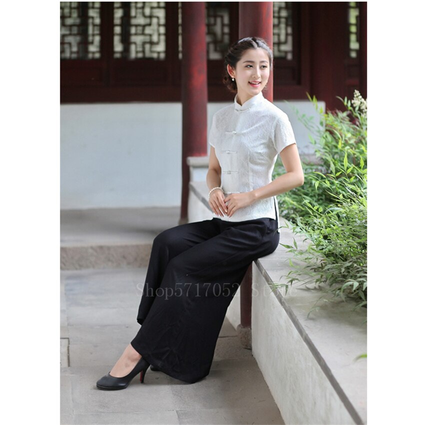 Chinese Qipao Top Traditional Clothing for Women Cheongsam Dress Vintage Print National Oriental Clothes Blouse Party
