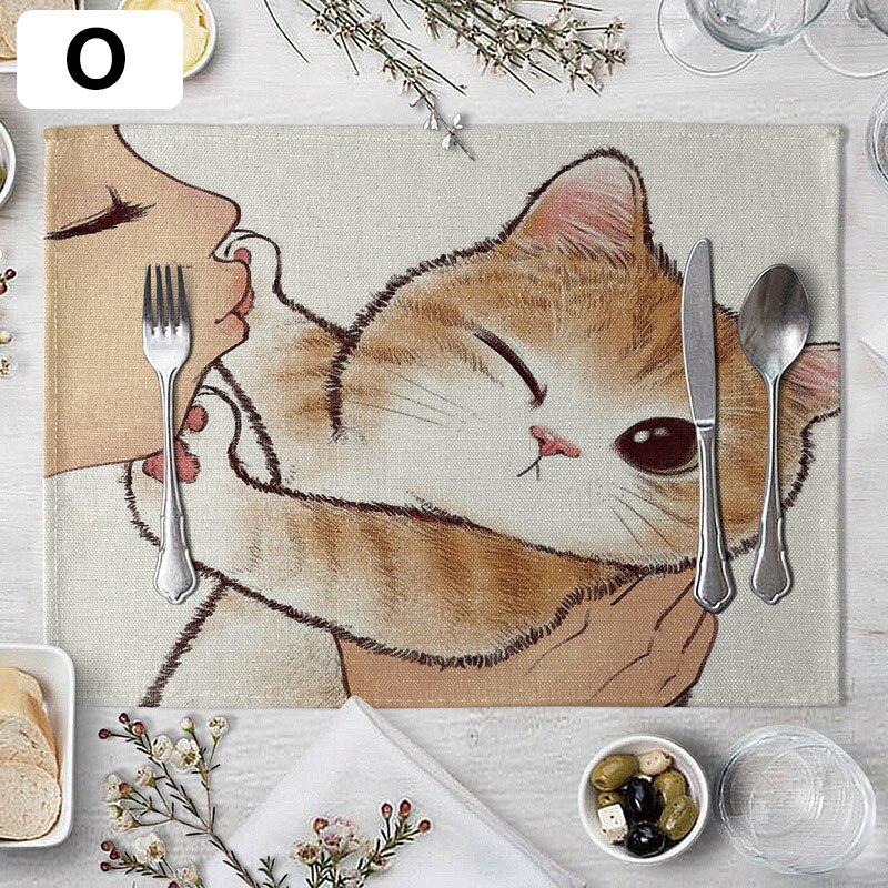 European style cute cat table mat cat style heat-proof mat placemat plate and bowl mat pot mat heat-proof mat: O