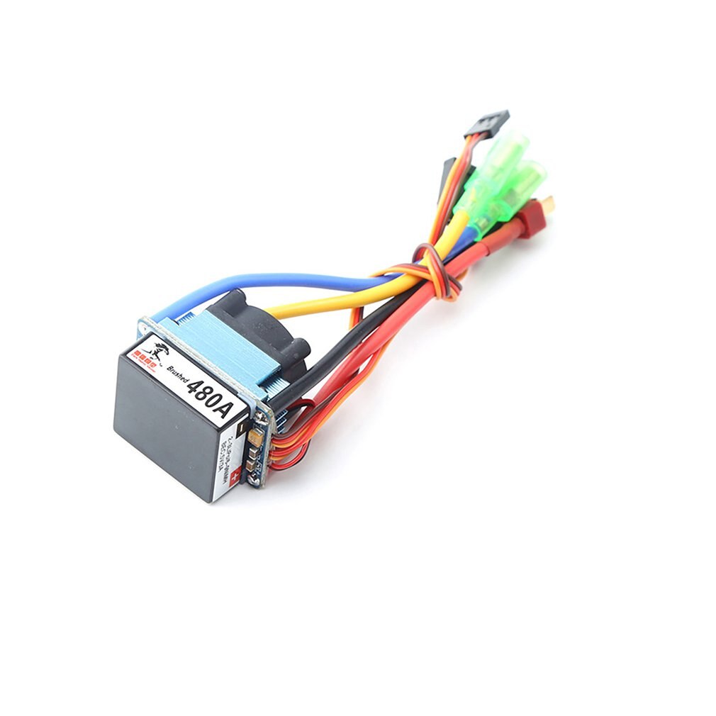 480A Brushed ESC Dual-way Bidirectional ESC Water/Air-cooled Waterproof Speed Controller for RC Cars/Boats with fan