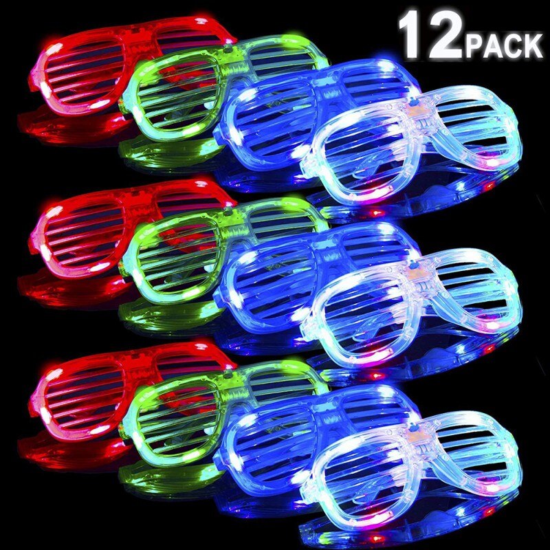 12pcs Pennywise Blinds LED Luminous Glasses Personality Reusable Glow In The Dark Party Supplies Light Up Glasses Neon Party