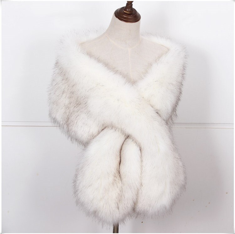 JaneVini Winter Braut Kap Hochzeit Mantel Faux Pelz Stola Weiß Rot Braut Capes Wraps Frauen Formale Kleid Schals Boleros Stolen: Photo Color 1