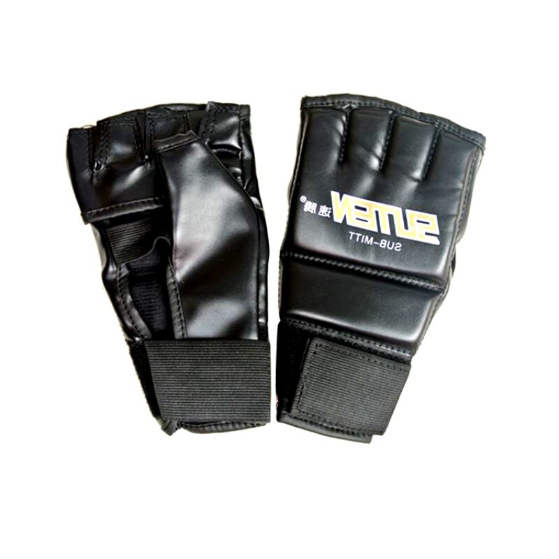 1 Pair Adult Boxing Gloves Half Finger Finger-separated Breathable Adjustable PU Hand Protector Fitness Fighting Accessories