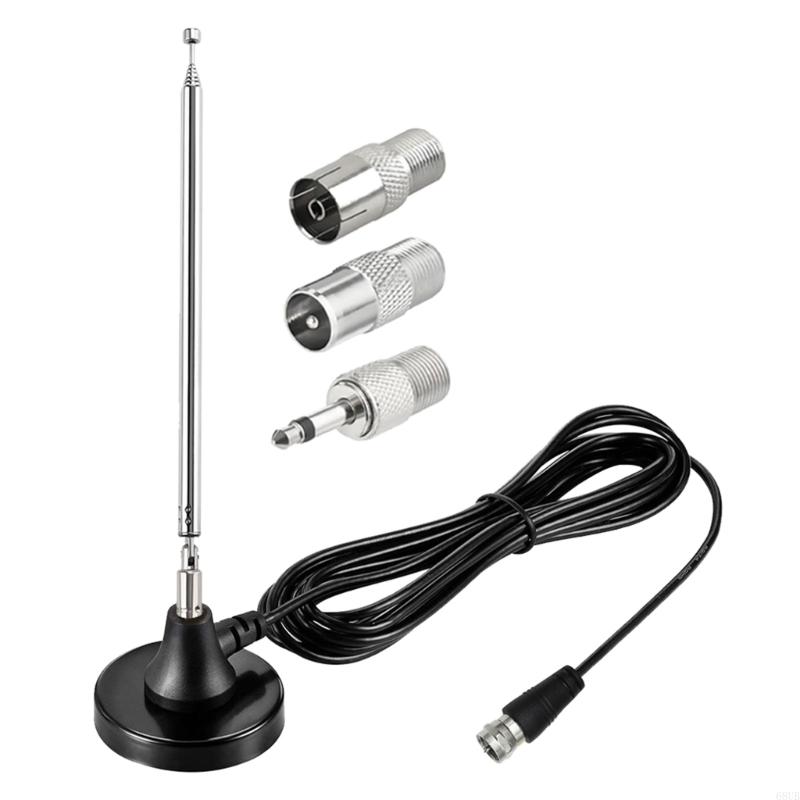 75ohm FM Telescopic Antennas Household Amplified Antennas with 3 Adapters FM Radio Antennas DAB FM Antennas High Gains: WHITE
