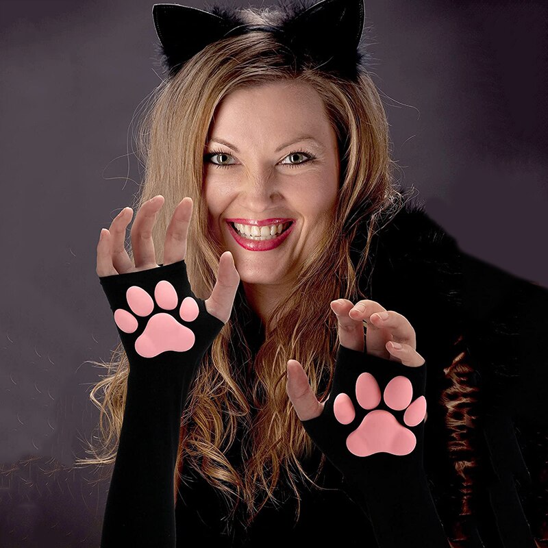 3D Kat Poot Mouwen Vrouwen Zonwering Handschoenen Kawaii Lolita Cosplay Arm Sleeves Vingerloze Pawpad Mouwen Party Kat Klauw Mitten