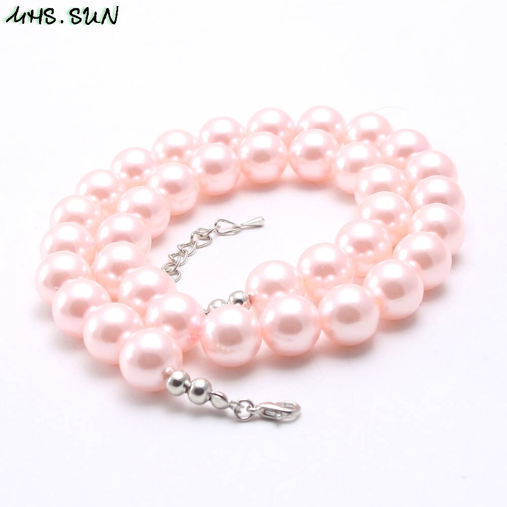 MHS.SUN Girl Kid Beaded Necklace Colorful Pearl Bubblegum Necklace For Baby Children Handmade Jewelry 1Pc: 2