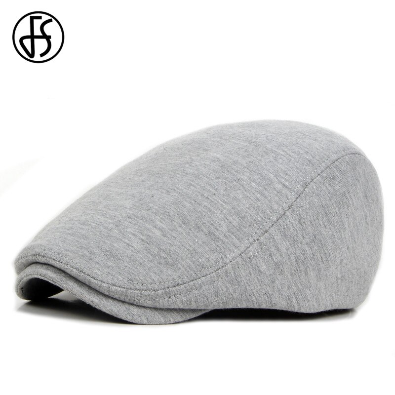 Gorro de boina FS para hombre y mujer, gorro de algodón negro de otoño e invierno, gorro plano de hiedra ajustable para hombre y mujer, Boina de punto liso para caballero