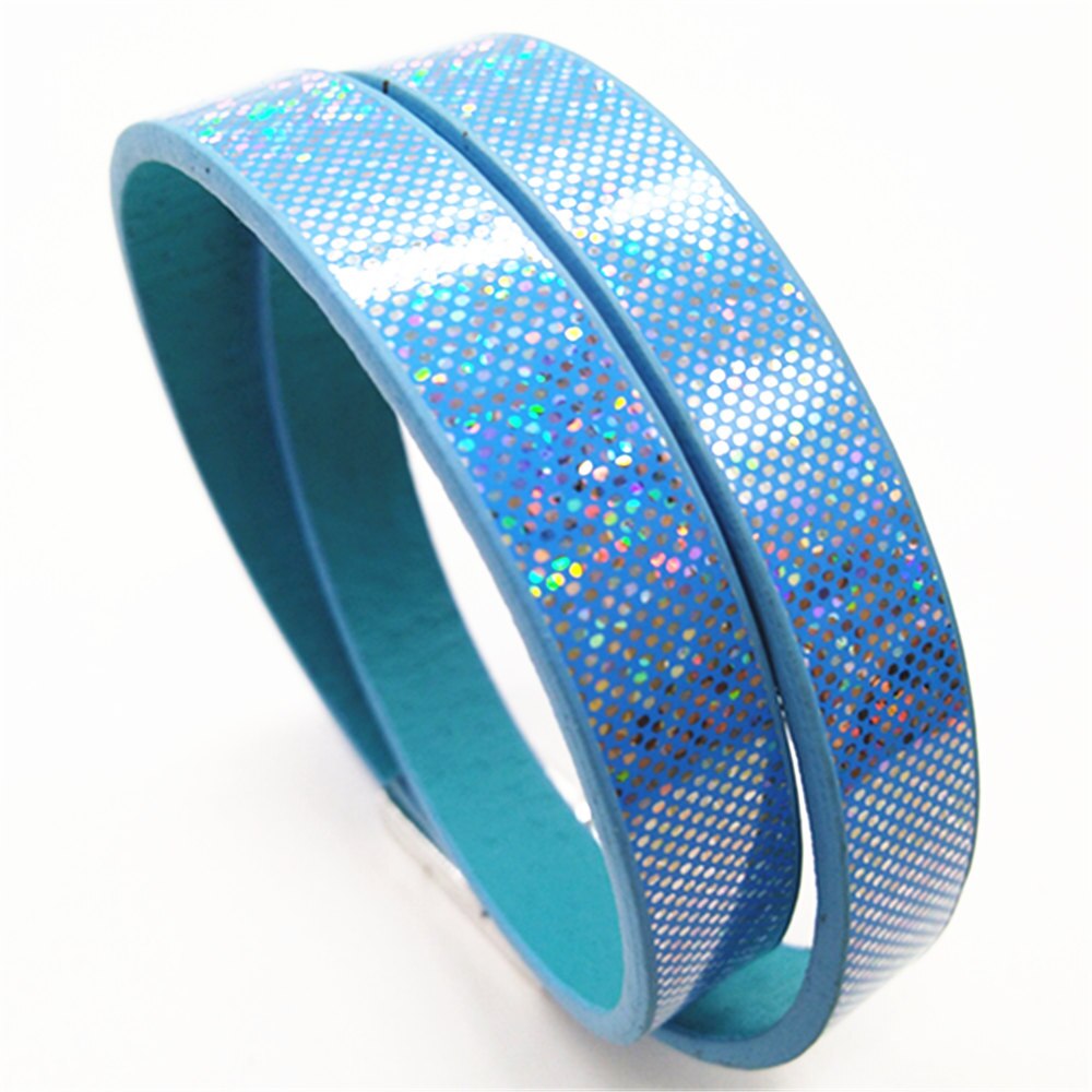 Paars Roze Shining Girl Trendy Classic Neon Manchet Bangle Leer Vrouwen Armbanden Vrouwelijke Sieraden Party: blue