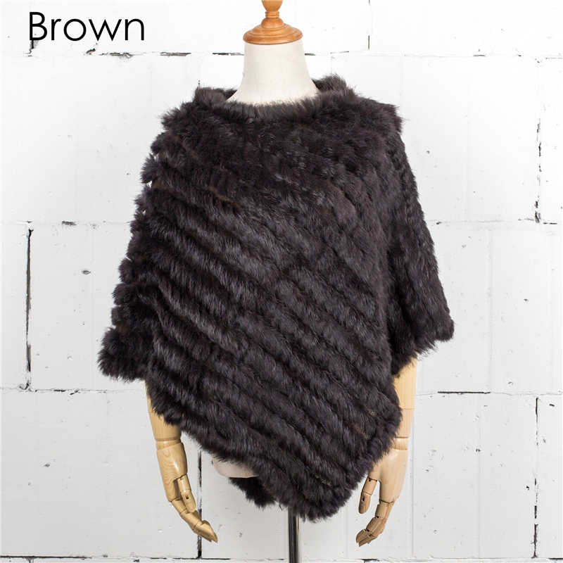 Femmes tricot fourrure de lapin châle Poncho Cape Robe Tippet Wrap femme fille manteau Jakcet CK701: Marine Bleu