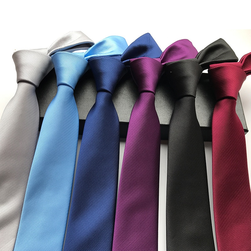 6cm ensfarvet vinblå sort lilla sølv mænds smalle slips jacquard vævet forretningsbånd til mand 100%  silke slips