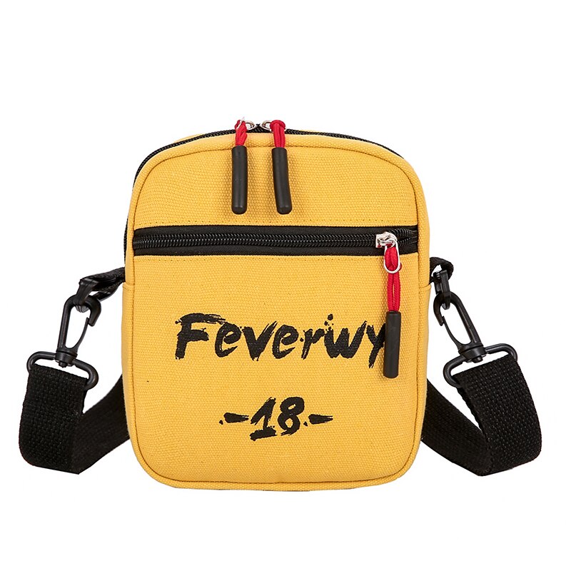 Buiten Tiener Mini Schoudertassen Brief Print Casual Telefoon Tas Sac Femme Flap Messenger Bag Mode Vrouwen Canvas Tas: YELLOW