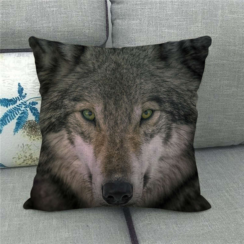 Poszewki na poduszki okrutna bestia wilk poduszka w kształcie zwierzęcia pokrywa 45x45cm dekoracja salonu domu pościel/bawełna poszewka na poduszkę Decor: 13