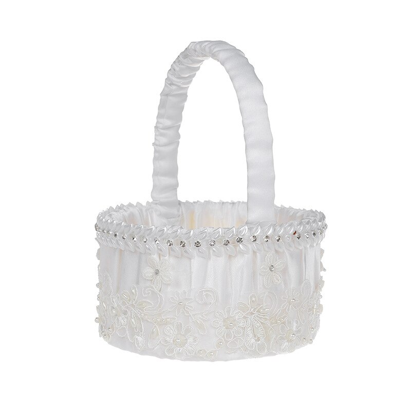 Wedding Supplies Flower Girl Sprinkle Flowers Portable Flower Basket White Applique Bride Wedding Plastic Flower Basket