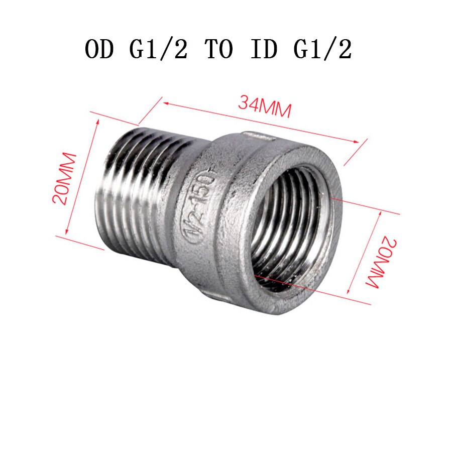 1/2" 3/4" 1 BSP Thread Tee Elbow Docking Hex Nipple Threaded Reducer Pipe Fitting 304 Stainless Steel: Beige