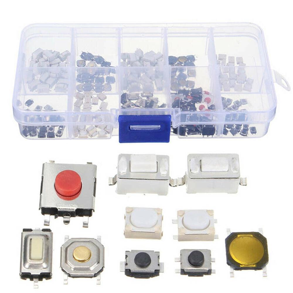250 Stuks 10 Soorten Tactile Drukknop Auto Afstandsbediening Sleutel Knop Microschakelaar Tool Kit Momentary Tact Assortiment Kit