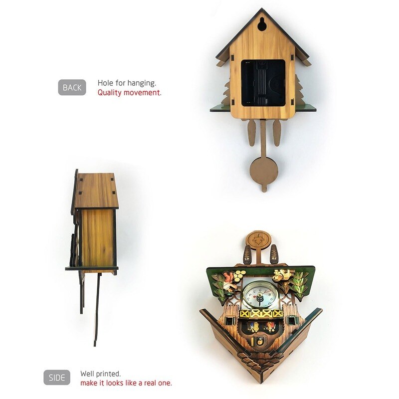 Houten Koekoek Wandklok Vogel Tijd Bell Swing Alarm Horloge Thuis Art Decor Duitsland Zwart Bos Autoswinging Koekoek Wandklok