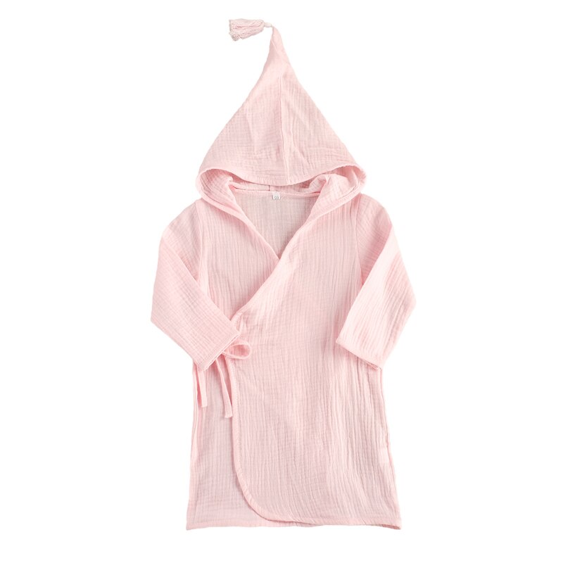 Kinder Lange ärmeln Blase Baumwolle Bad Robe Feste Kapuze Bademantel Kleinkind Junge Mädchen Hause Baden Anzüge 1-5Years: B / 4T