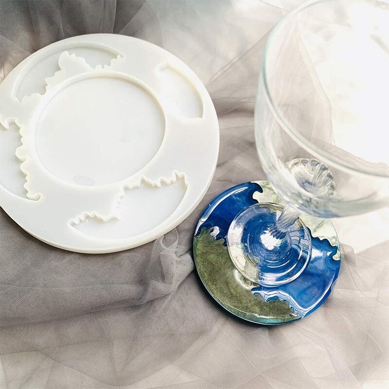 Resin Coaster Molds -2 PCS Resin Coaster Molds for Epoxy Resin and Polymer Clay Crafts -Ocean Coaster and Galaxy Coaster