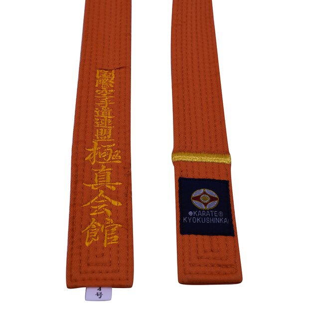 Professionele Kyokushin Kai Karate Riemen Iko Borduren Riemen Oranje Kleur Karate Riem 1 dan Brown Taekwondo Wkf Riemen: Orange 1 Dan / 280cm