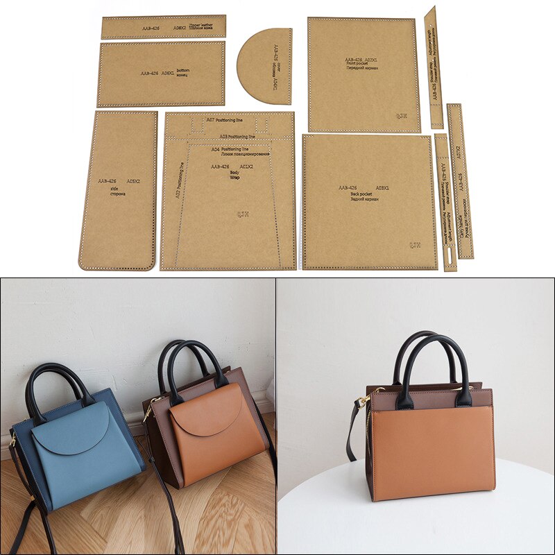 1Set DIY Kraft Paper Template Shoulder Messenger Bag Tote Leather Craft Pattern DIY Stencil Sewing Pattern 24cm*20cm