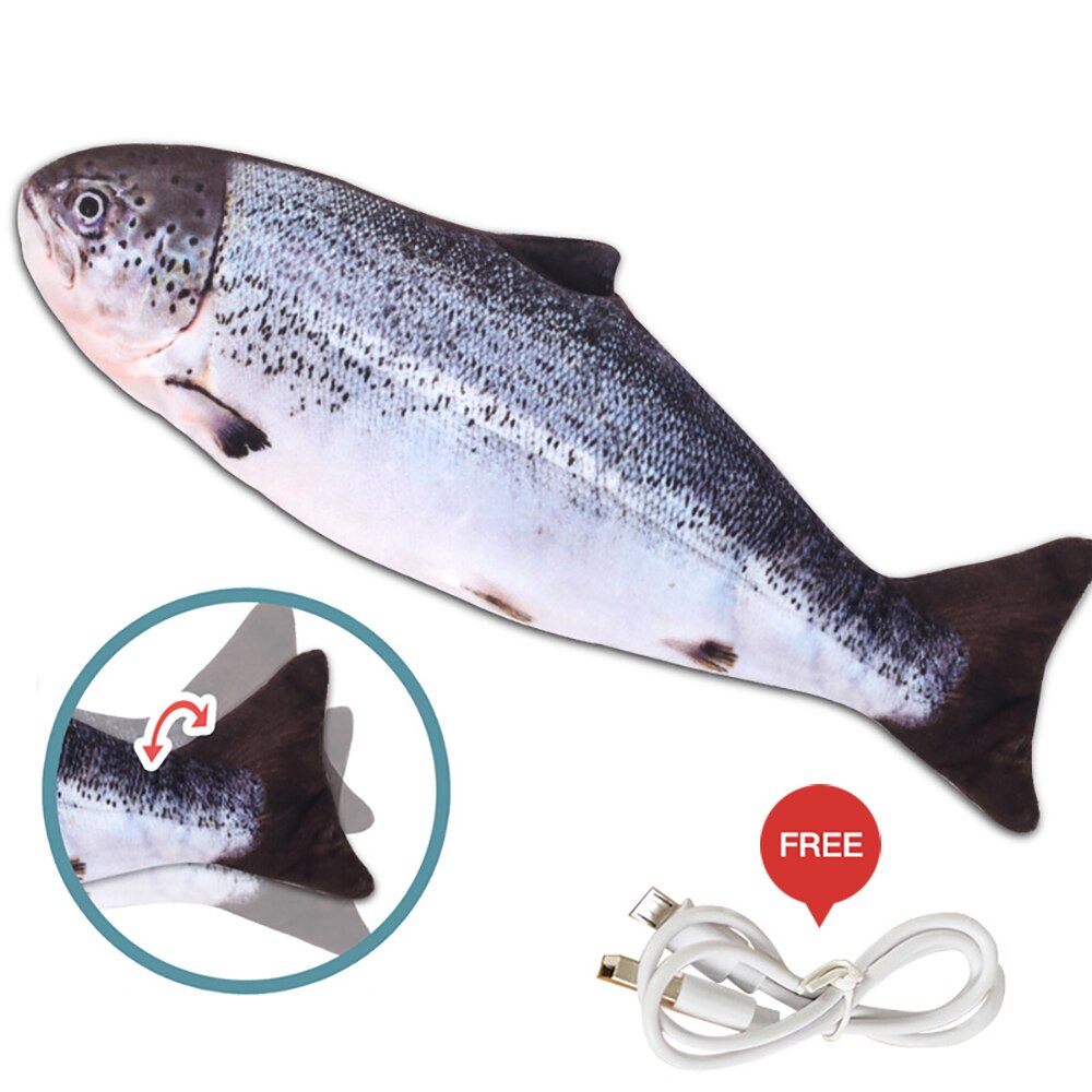 Juguete de pez electrónico interactivo para gatos, juguete automático para gatos, divertido, recargable, simulación de flotación, peces de baile en movimiento: C(Electric fish)