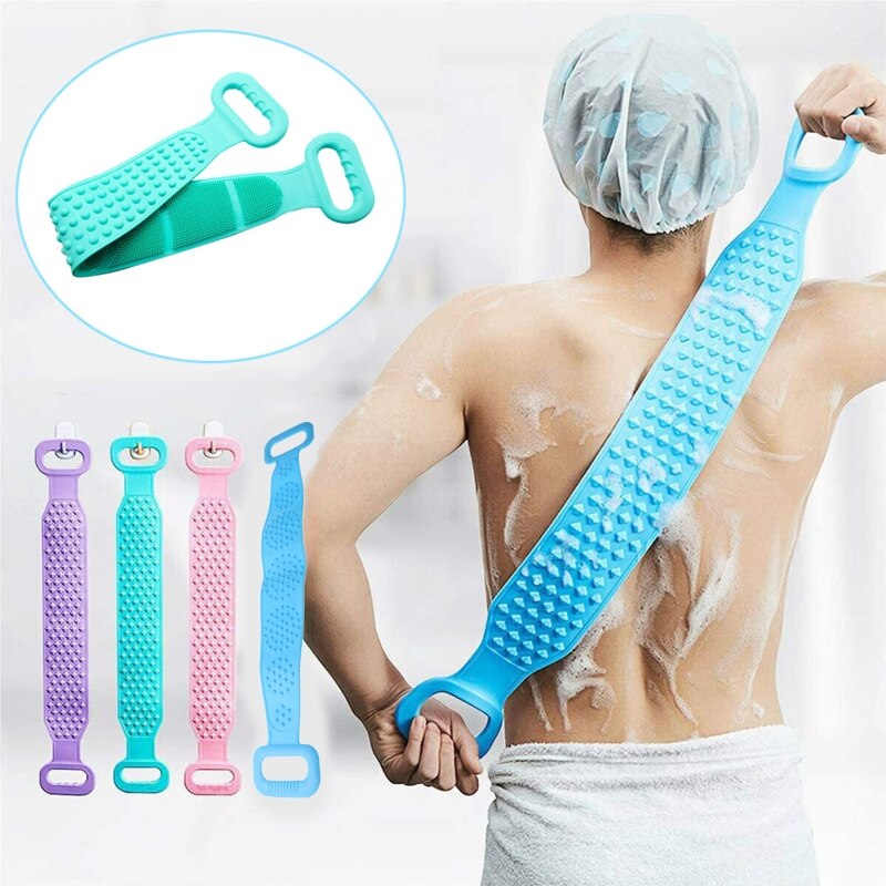 Unisexe Silicone dos épurateur bain corps peau brosse ceinture Double face exfoliant Massage douche nettoyage sangle accessoires de bain