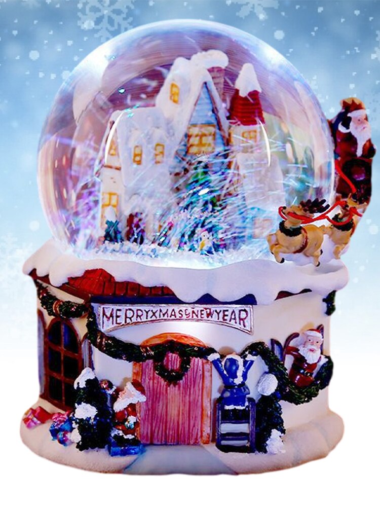 Creatieve Roterende Kristallen Bol Hars Lichtgevende Muziekdoos Innovatieve Feestelijke Home Decor Muziek Box Voor Verjaardag Kerstcadeaus