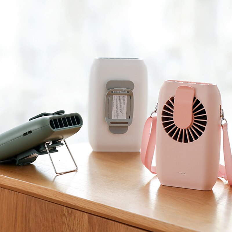 Mini ventilador de cintura colgante con carga USB para el cuello, portátil, multifunción, de escritorio, pequeño, para viajes al aire libre