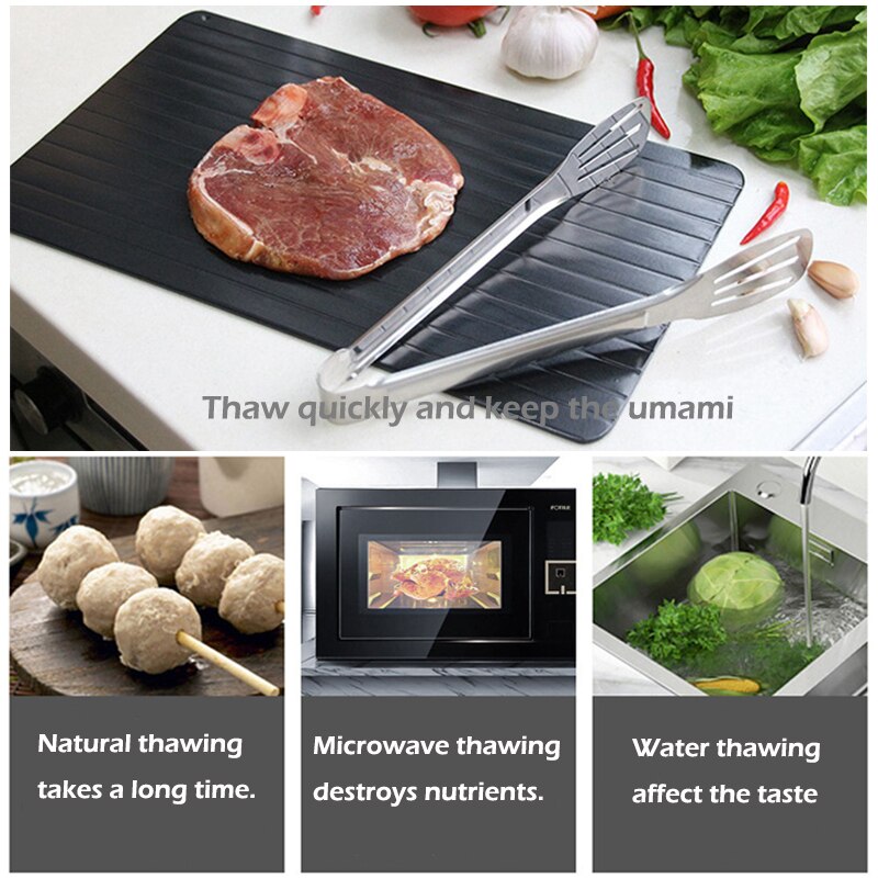 Aluminum Alloy Fast Defrosting Tray Frozen Food Thaw Plate Meat Fish Fruit Defrost Table Chopping Board Kitchen Thawing Tools