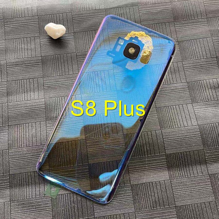 Clear Cover For Samsung Galaxy S8 S9 Plus S10 5G Back Battery Cover Rear Housing Door Glass Panel With Camera Lens Replacement: S8 Plus-BlueClear