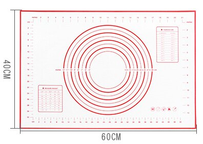 Silicone Baking Mat Kneading Mat Pizza Dough Maker Pastry Kitchen Gadgets Cooking Tools Utensils Bakeware Kneading Accessories: Red 60x40CM