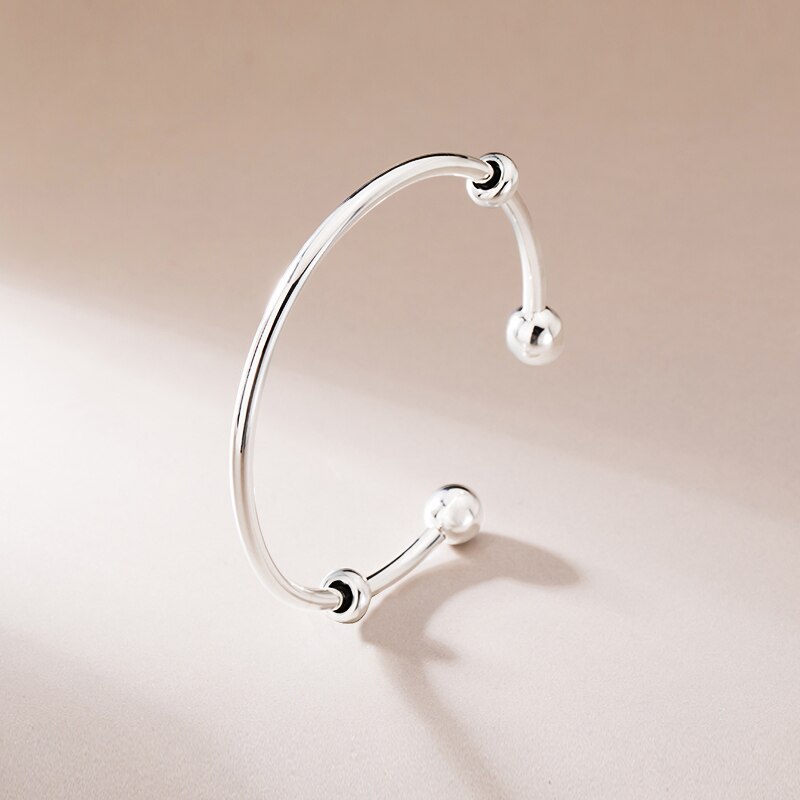 SA SILVERAGE 16,5g 57x50mm Einfache Persönlichkeit Hand Schmuck Original Magie S925 Öffnung Armbinde Weiblichen Sterling Silber perlen