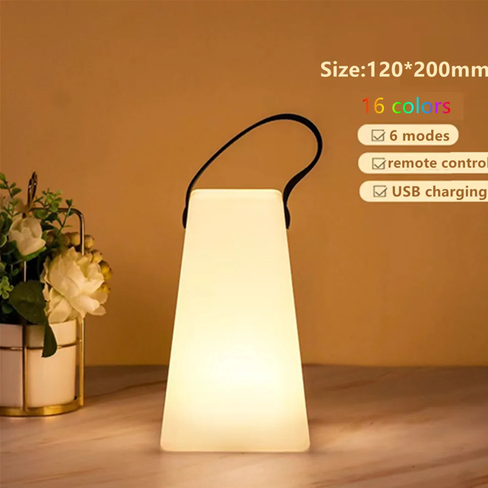 16-kleuren Tuya intelligente afstandsbediening RGB LED buiten waterdichte draadloze tafellamp camping draagbare decoratie USB opladen: Beige
