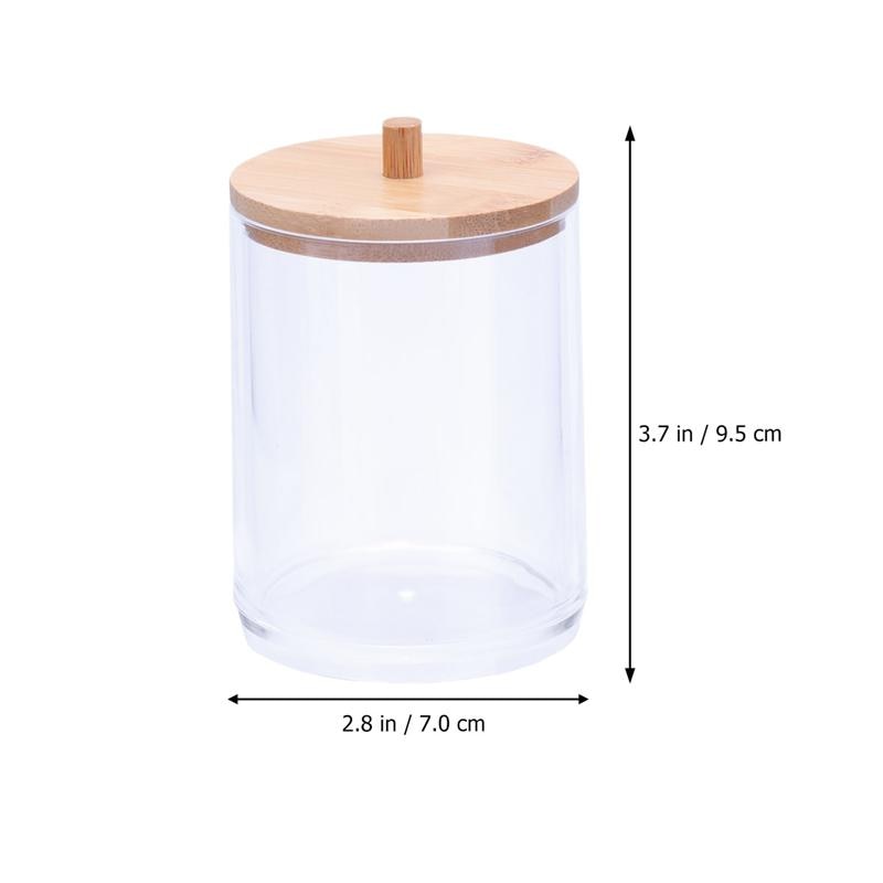 2 stk gennemsigtige vatpinde arrangør akryl opbevaringsbeholder cylinder dispenser holder med bambus låg til badesalt hårbånd