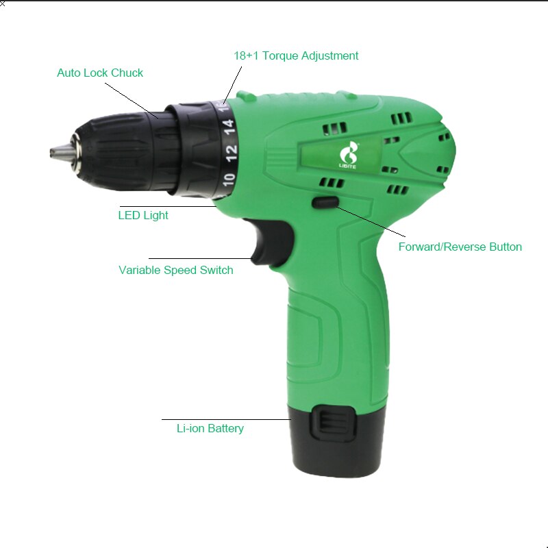 Cordless Drill Lithium Battery 12V Wireless Drilling Electric Screwdriver Electric Drill Mini Wireless Power Driver DC