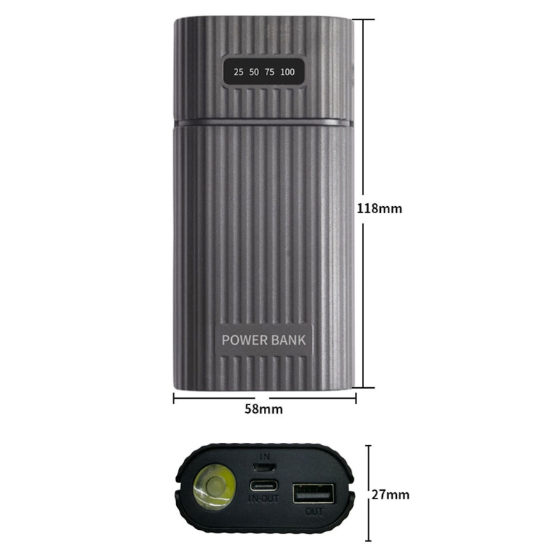Cargador USB Universal con linterna LED para teléfono inteligente, Kit de Carcasa de caja de batería, bricolaje, 2x18650, 18700, 20700, 21700