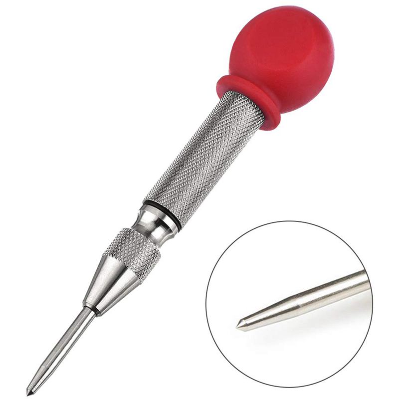 3 Pcs Automatic Center Punch Tool, 5 Inch Spring Loaded Crushing Hand Tool With Cushion Cap And Adjustable Impact – Gold, Bl