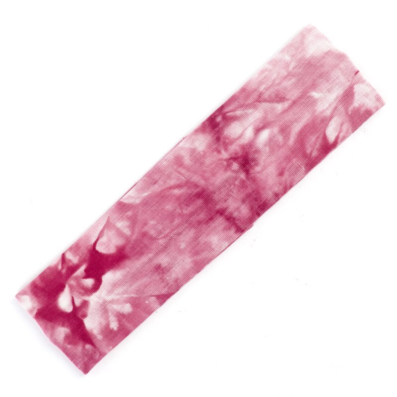 Geebro Women's Tie Dye Elastic Headband Summer Cotton Soft Stretch Turban Headband For Girls Flat Hair Bands Hair Accessory: Wine Red