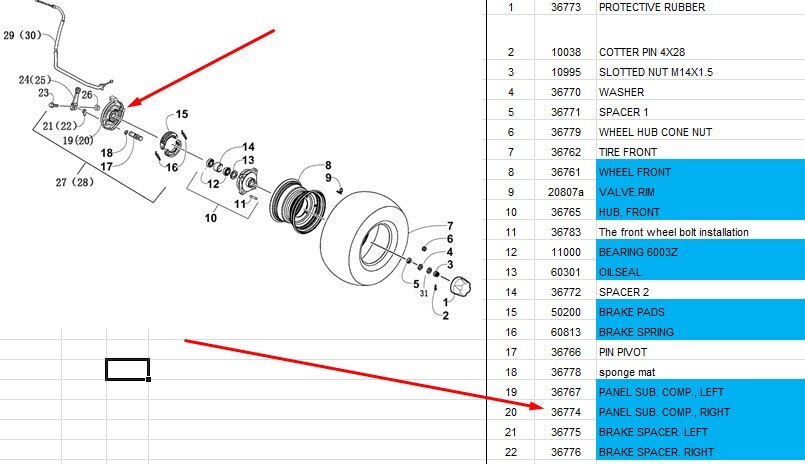 panel sub fit for Linhai M150 parts code is 36774