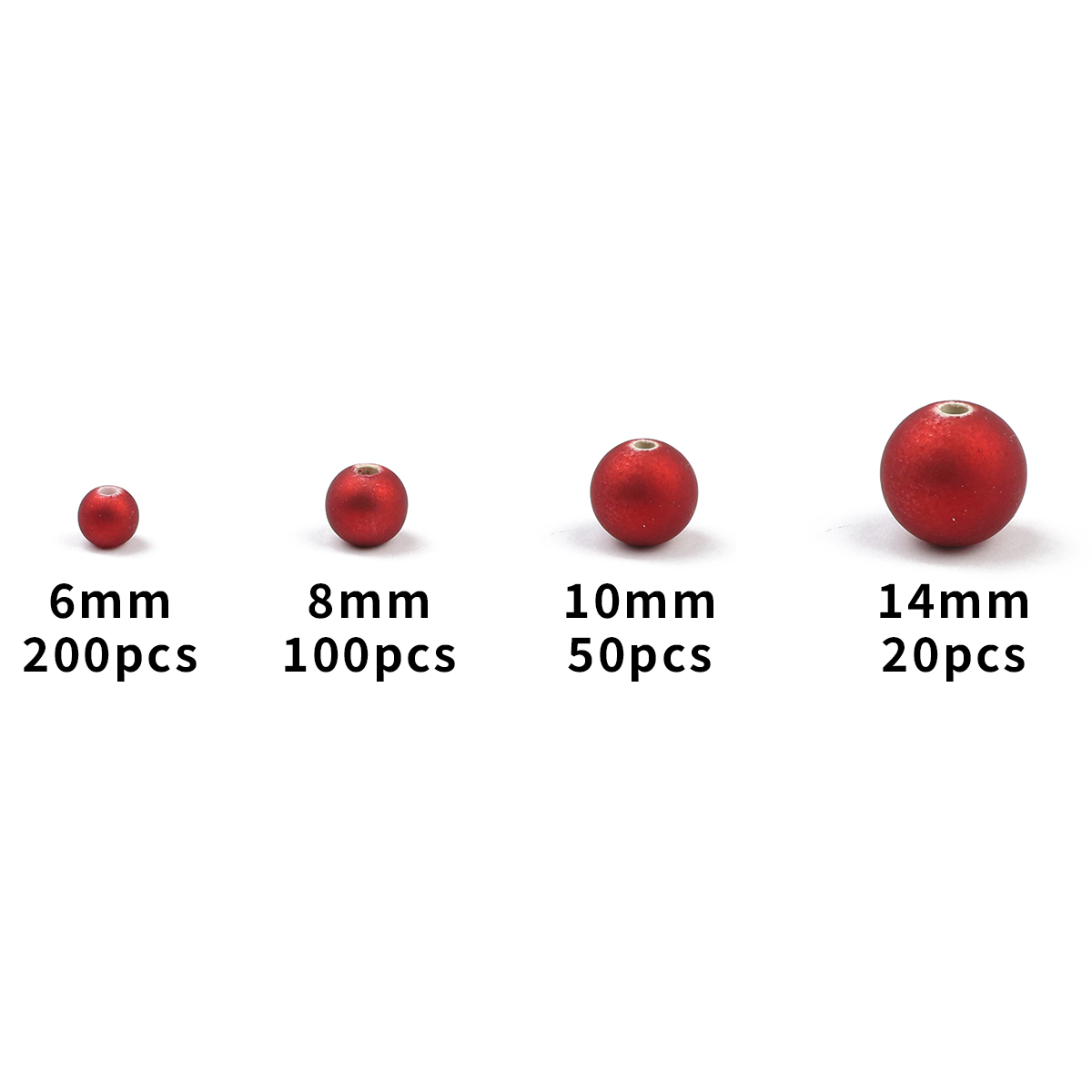 Cuentas acrílicas rojas mate, cuentas redondas de goma sueltas de 6/8/10/14mm para pulseras Diy, collares, pendientes, suministros para manualidades para hacer joyería: 6 mm