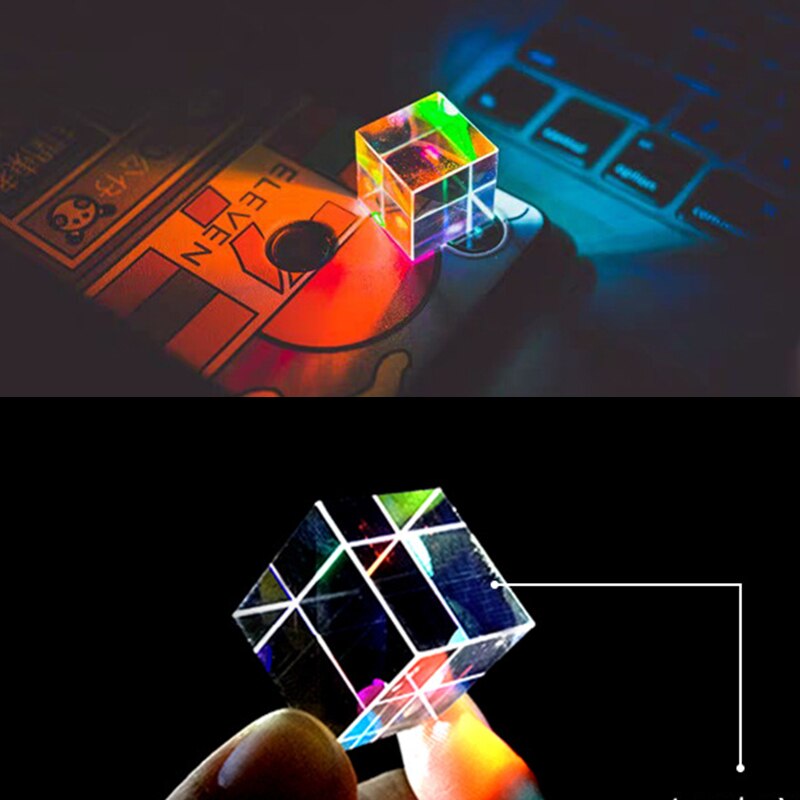 Prism Optical Experiment Instrument 15*15*15mm Prism Six-Sided Cube Prism Stained Glass Beam Splitting Prism For Children&#39;s Gi