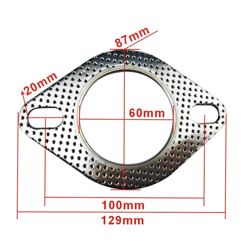 Brida de tubo de escape para motor de coche, junta de tubo de escape Universal con dos agujeros, 2,36 pulgadas (60mm), 5 unids/lote: Default Title