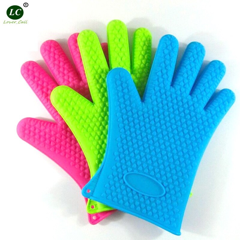 1 para Silikon Handschuhe mikrowelle 5 Finger-handschuh Ofenhandschuh Hitzebeständig Grill Bohrer Fausthandschuh Handschuh Küche BBQ Backen werkzeug
