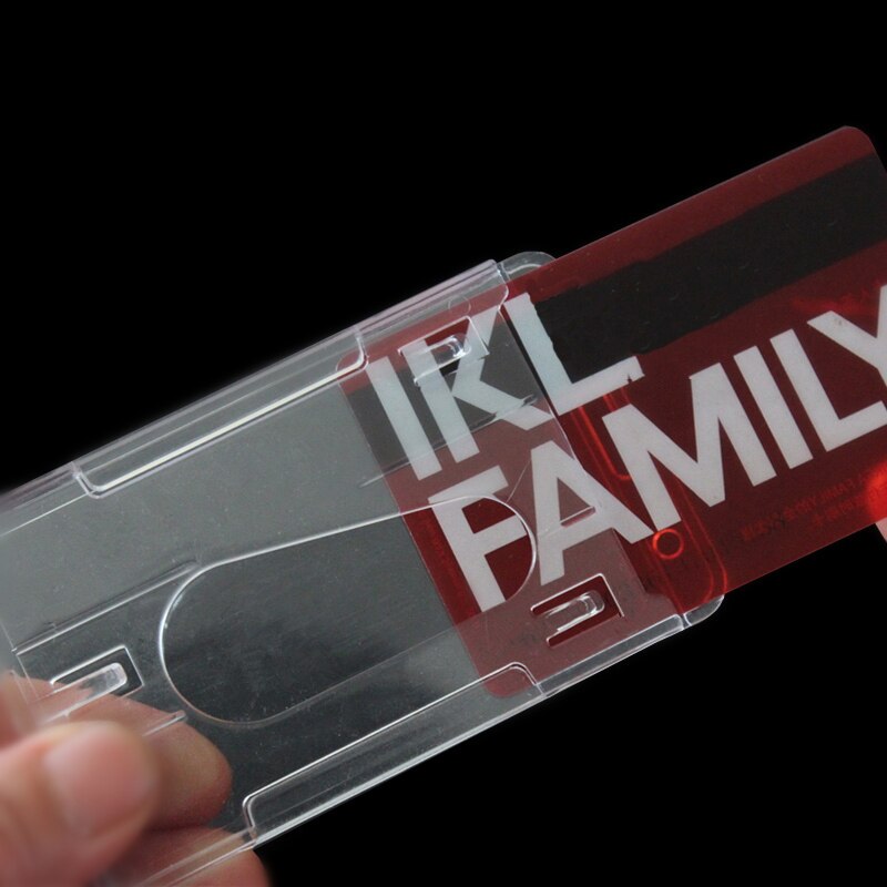 2pcs Hard Plastic Badge Holder Double Card Holder Business ID Card Transparent Vertical Card Organizer Credit Card Badge Holder