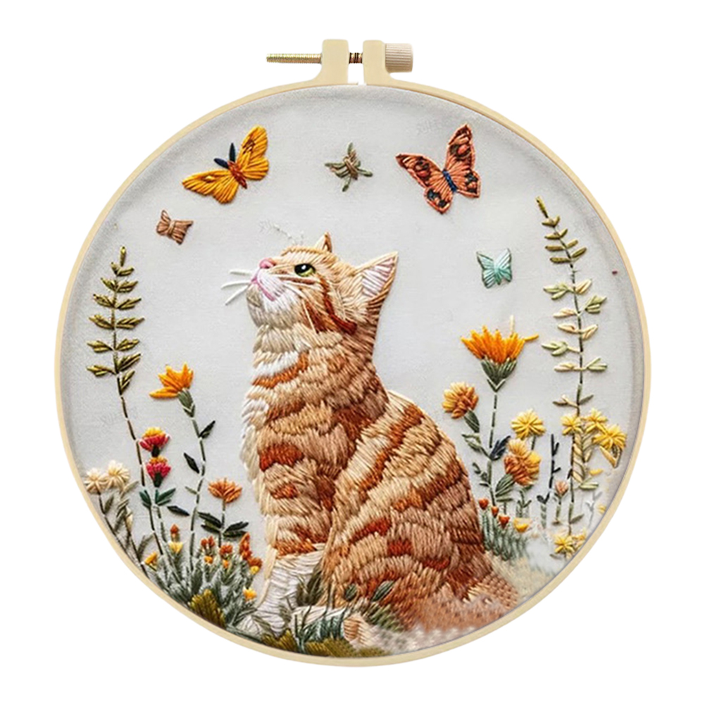 Borduursets met dierlijk gestempeld kruissteek en gekleurd draad van hoepeldoek