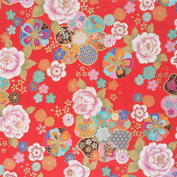 Tela de algodón estilo japonés para Kimono tela de cheongsam con estampado de bronce para bolso, vestido, retales, material textil para el hogar, 150x100cm: Fabric 4