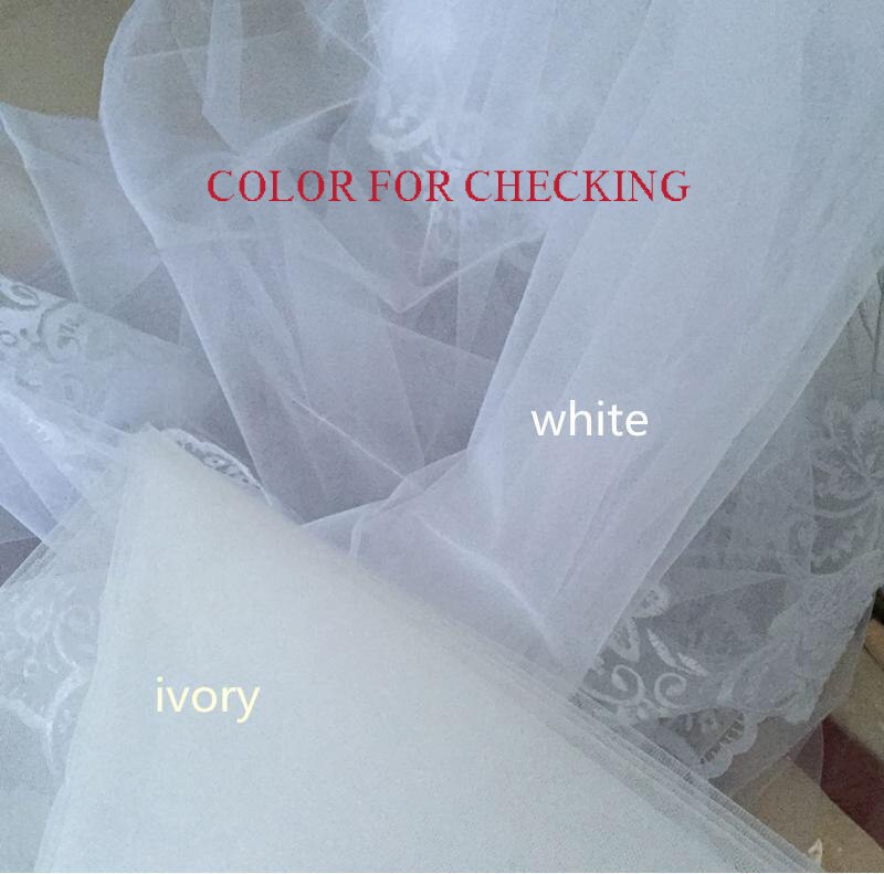 Blanc ivoire court 2 couches voile de mariage avec peigne mariée cristal voiles de mariée